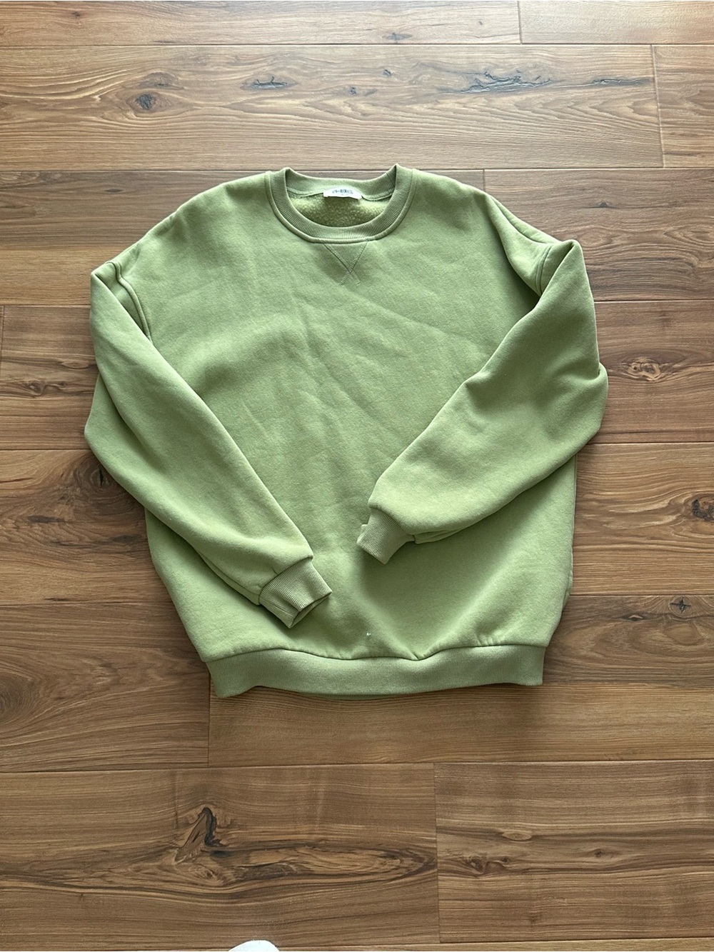 Women's Crewneck Tunic Sweater in Light Olive Green